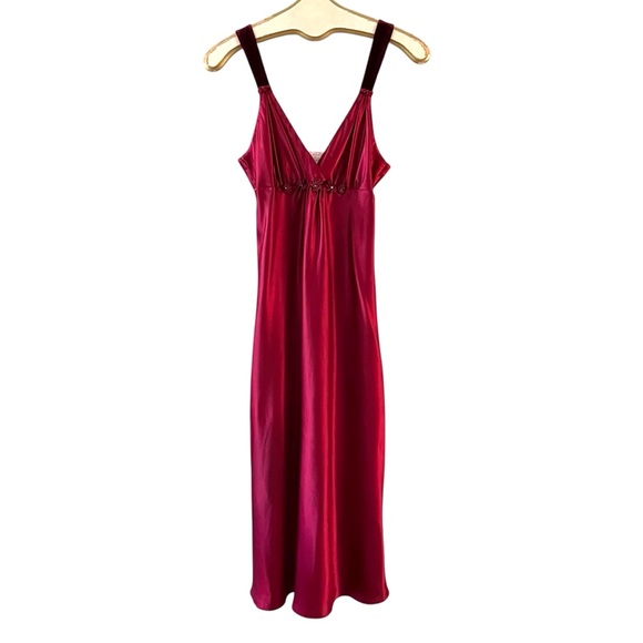 Oscar de la Renta Burgundy Satin Nightgown Slip Dress Oscar de la Renta Burgundy Satin Nightgown Slip Dress